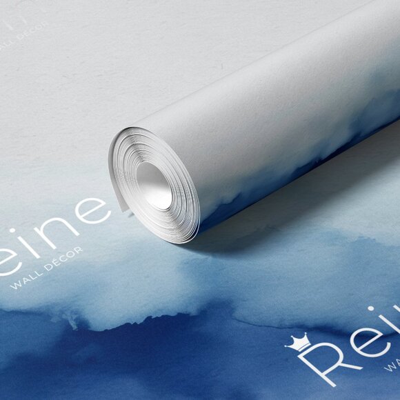 Blue Watercolor Wash on White Textured Wallpaper - Picture 2 of 9